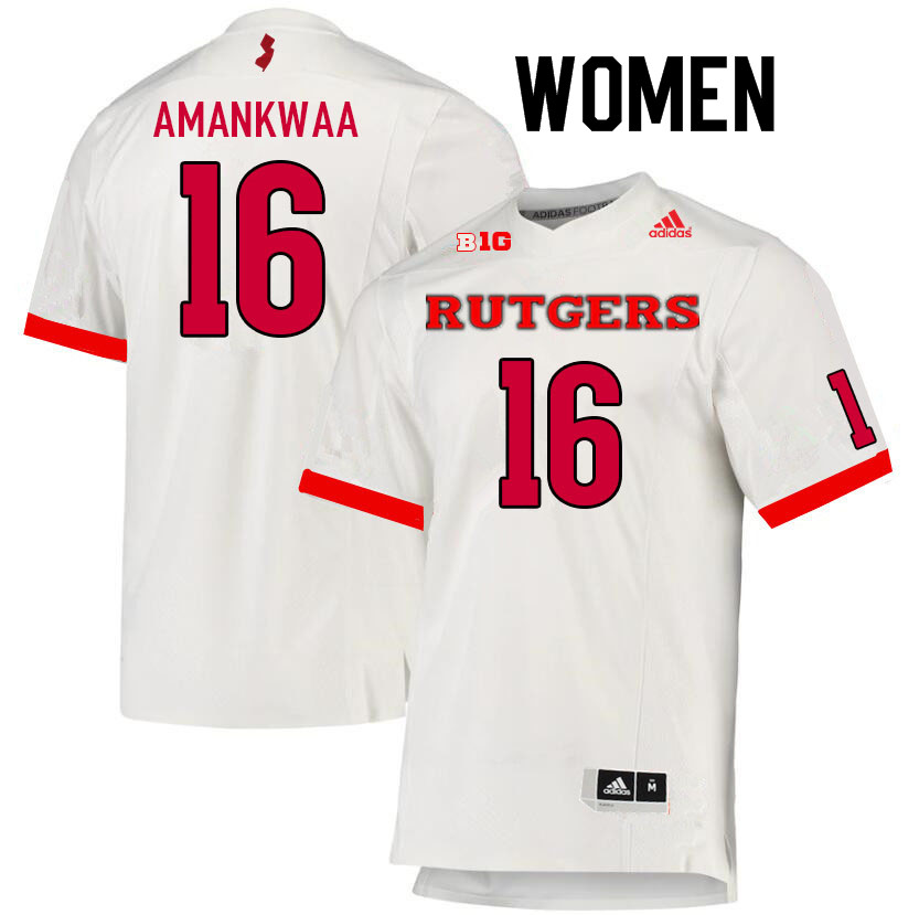 Women #16 Thomas Amankwaa Rutgers Scarlet Knights College Football Jerseys Sale-White - Click Image to Close